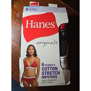 6-Pack HANES Originals Women’s Size 9/2XL Hipsters Cotton Stretch Breathable